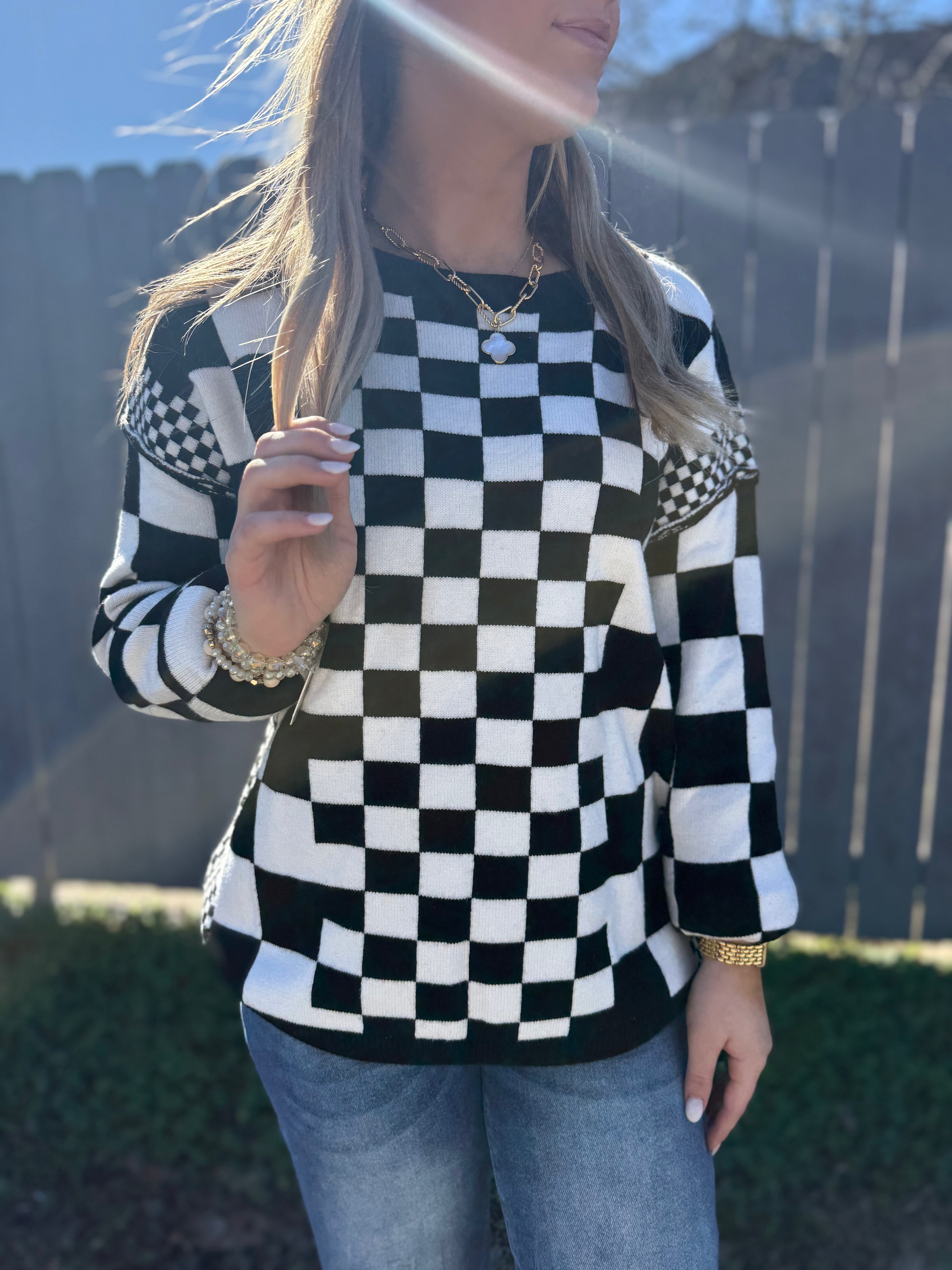 Black & White Checkered Sweater