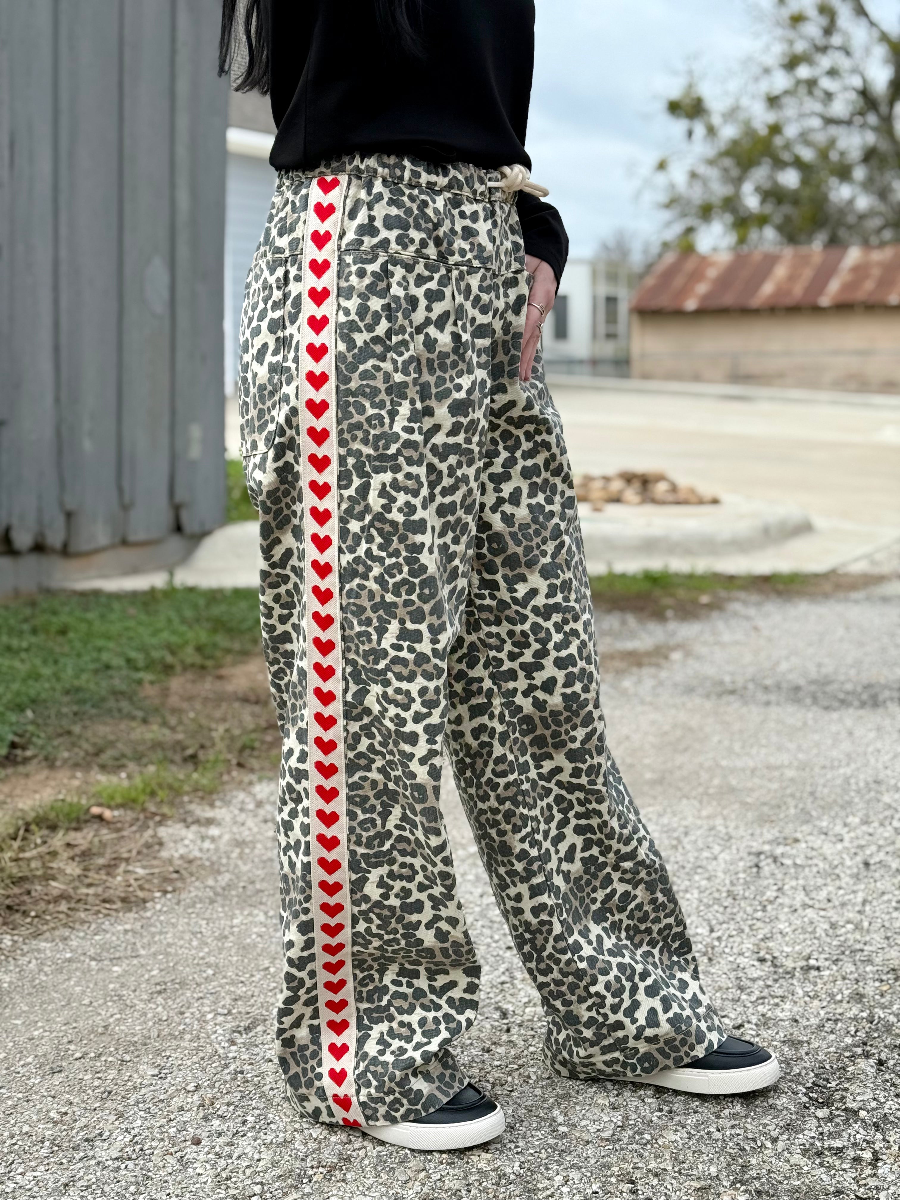Leopard Red Heart Trousers