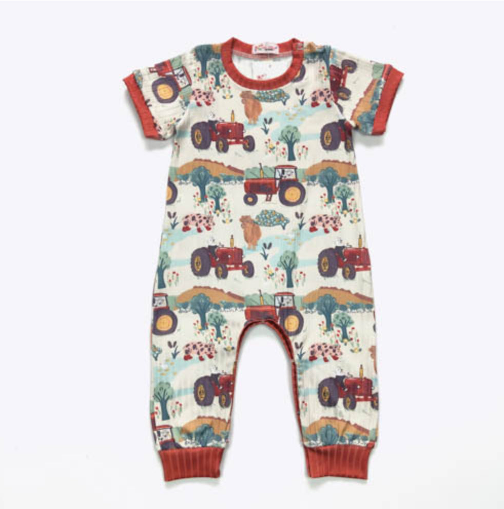 Vintage Tractor Boy Romper