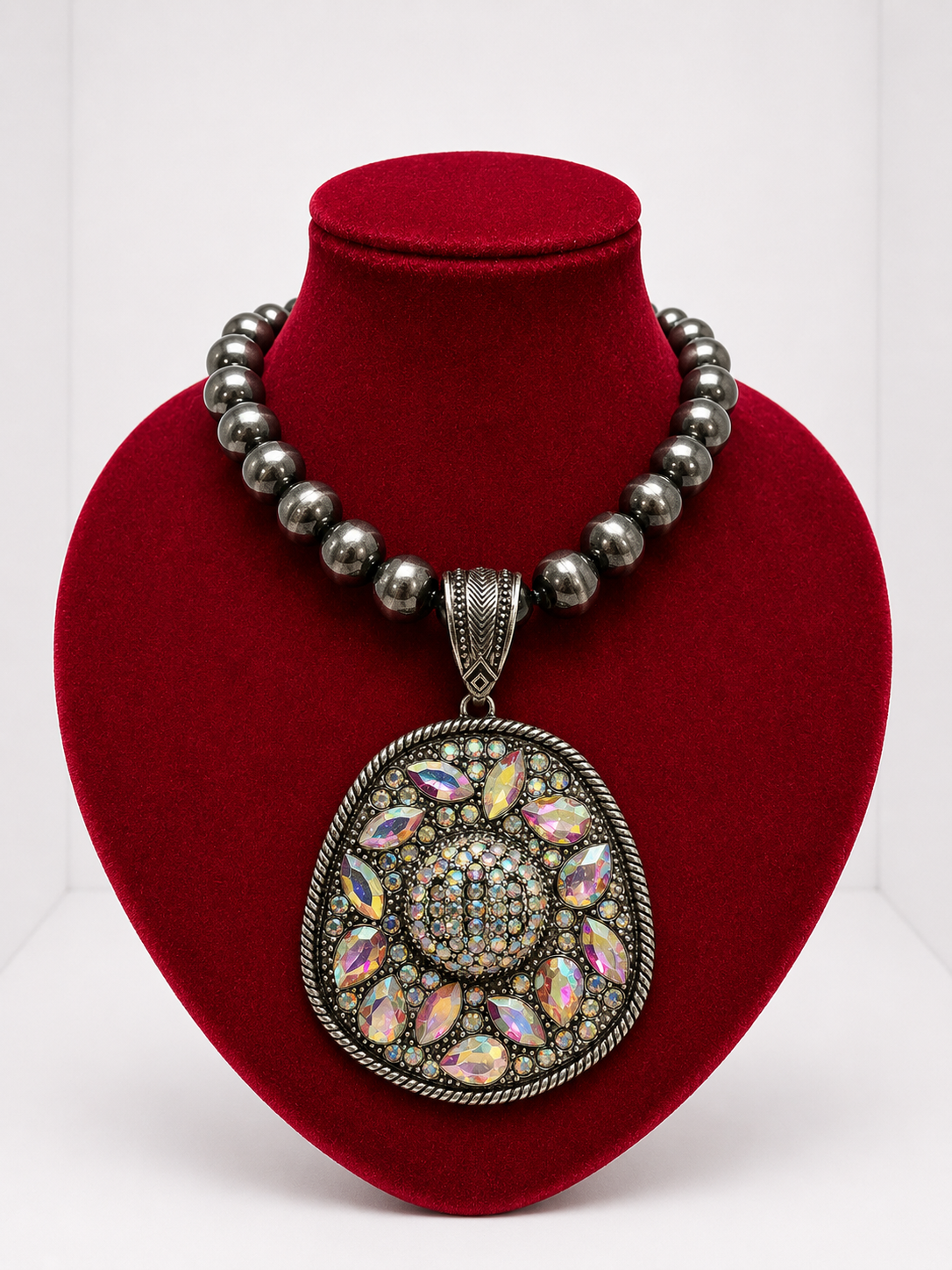 Chunky Rhinestone Cowboy Hat Necklace