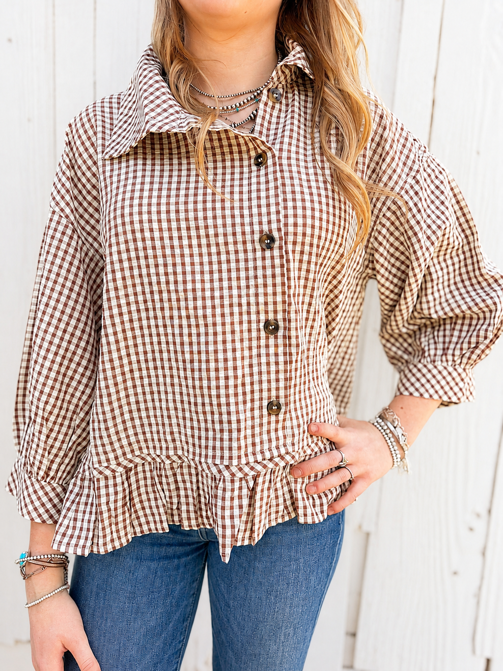 The Gingham Button Down Top