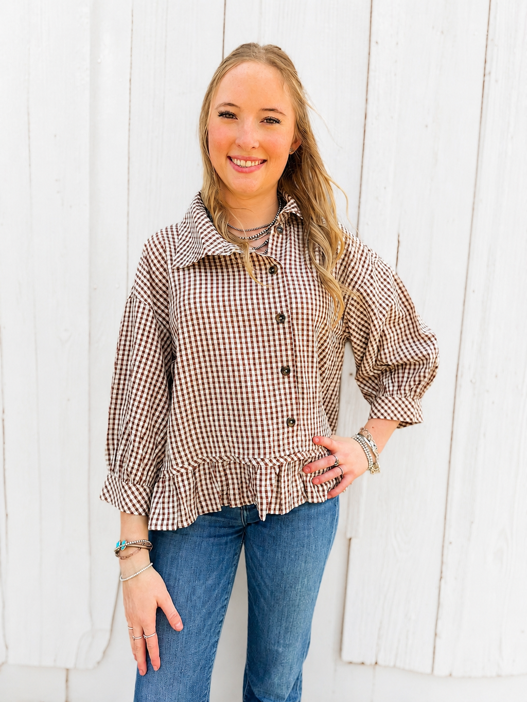 The Gingham Button Down Top