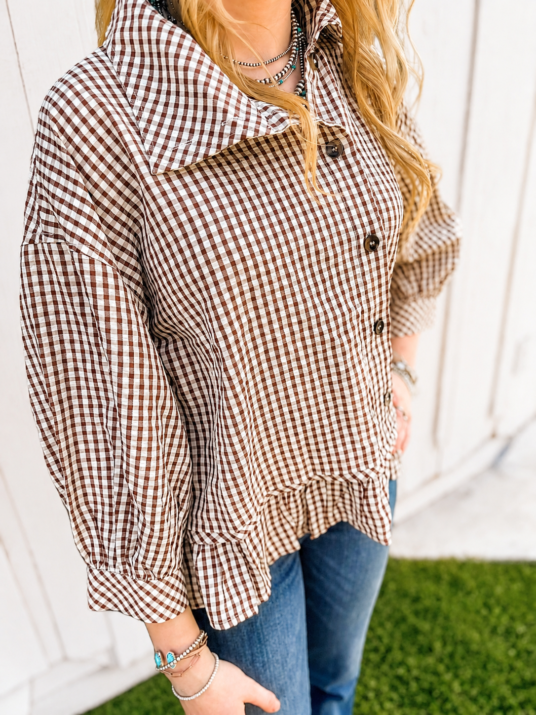 The Gingham Button Down Top