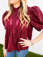 The Burgundy Eyelet Blouse