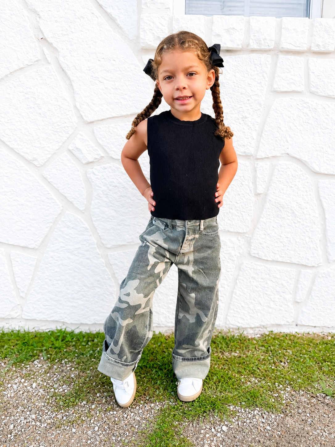 The Leslie Camo Kids Wide Leg