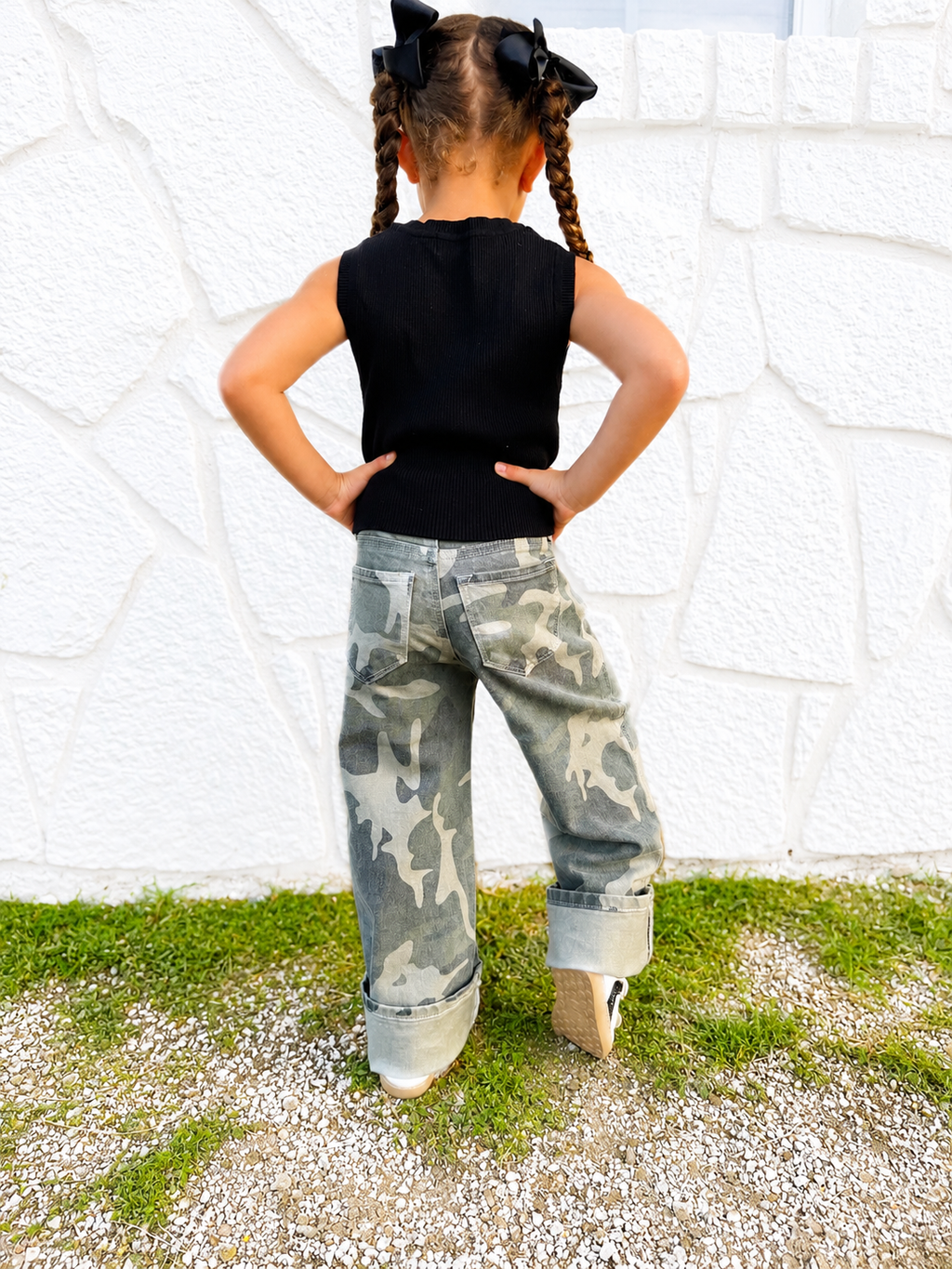 The Leslie Camo Kids Wide Leg