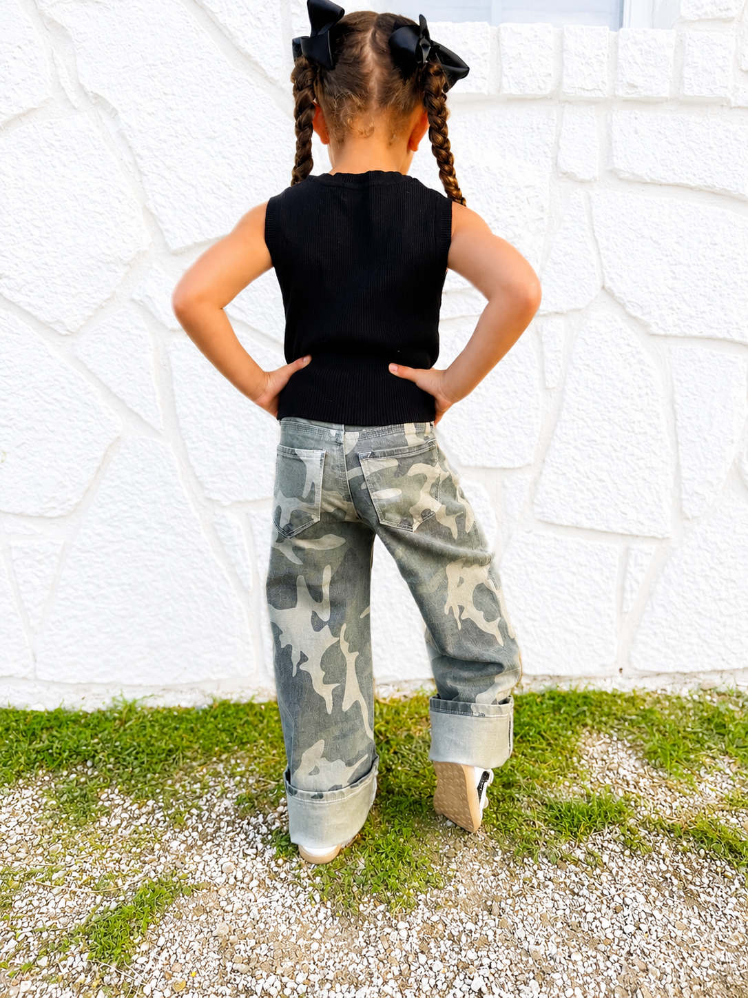 The Leslie Camo Kids Wide Leg