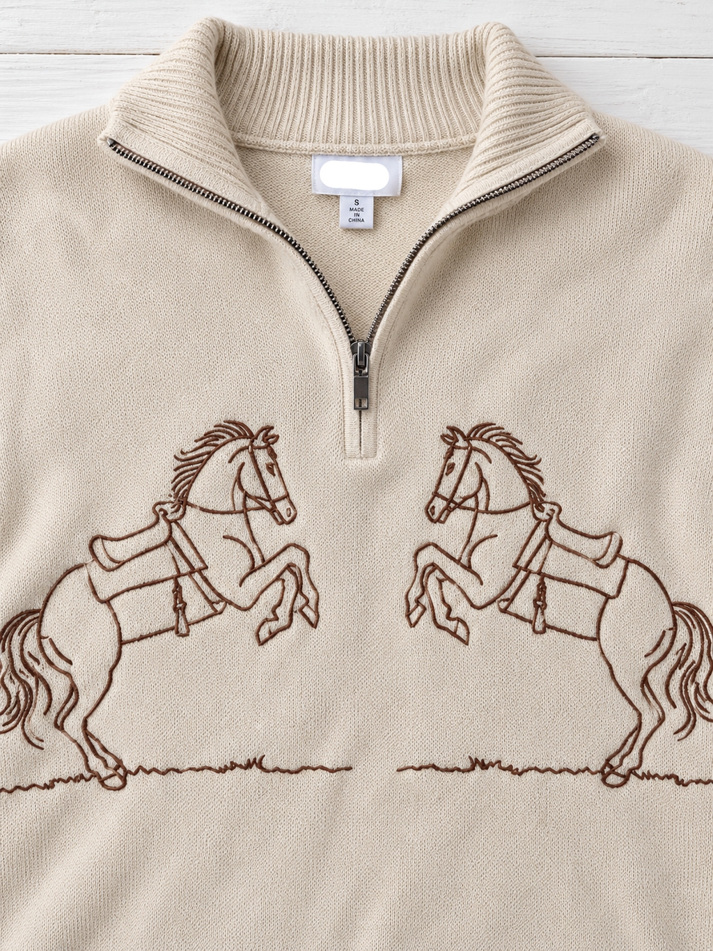The Horse Embroidered Quarter Zip