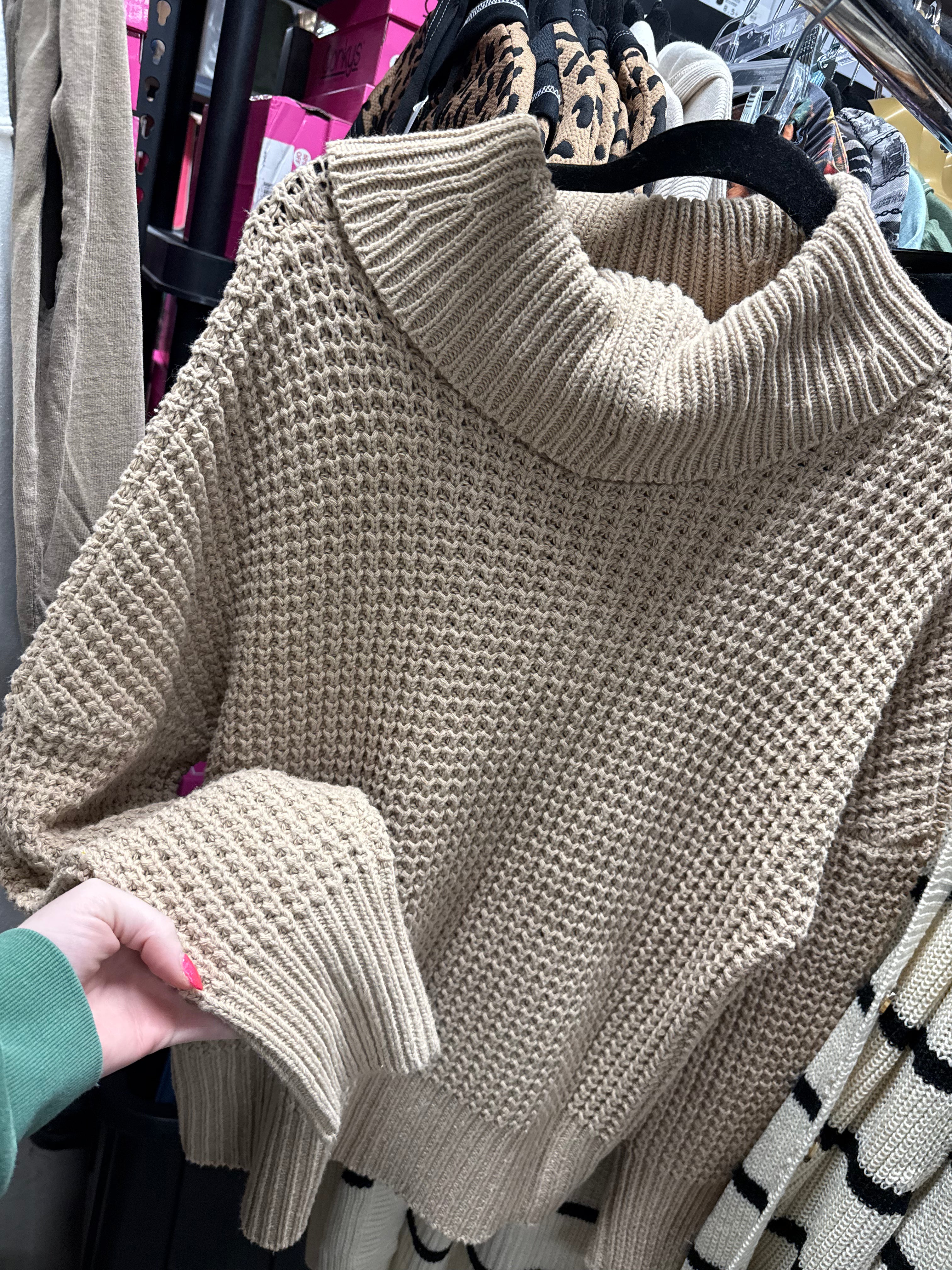 Taupe Waffle Sweater (SMALL)