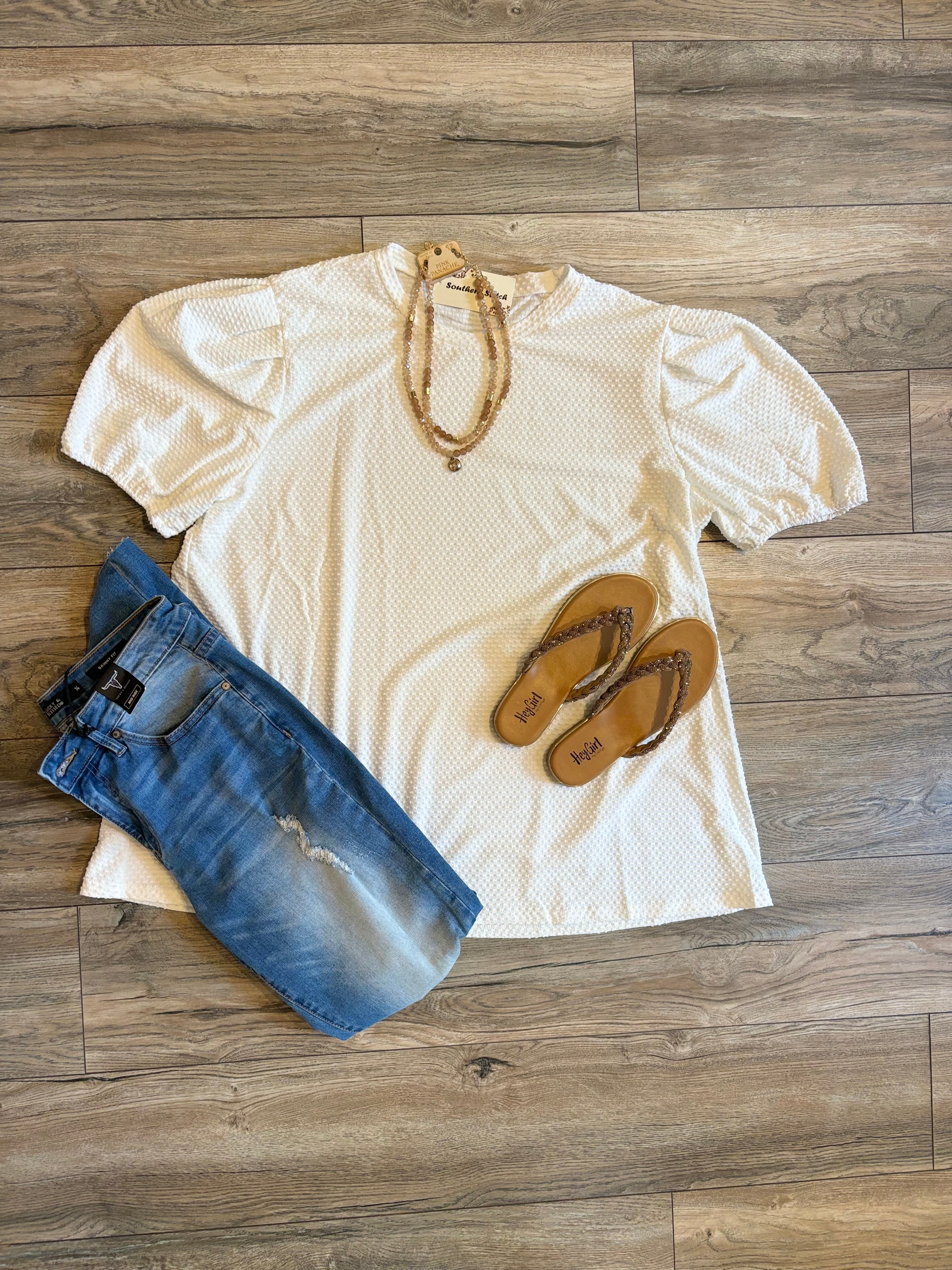 Plus Size White Dotted Blouse