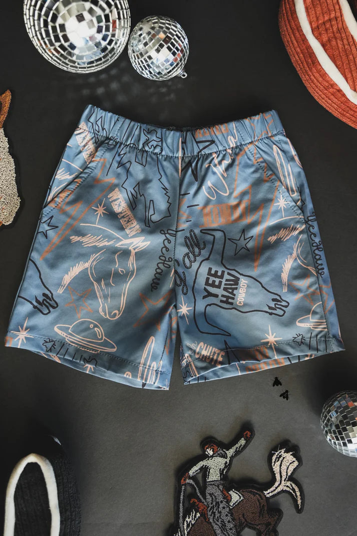 Knarly Cowboys Swim Trunks - Kids