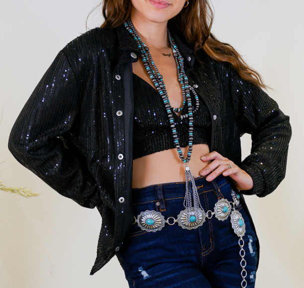 Black Sequin Long Sleeve