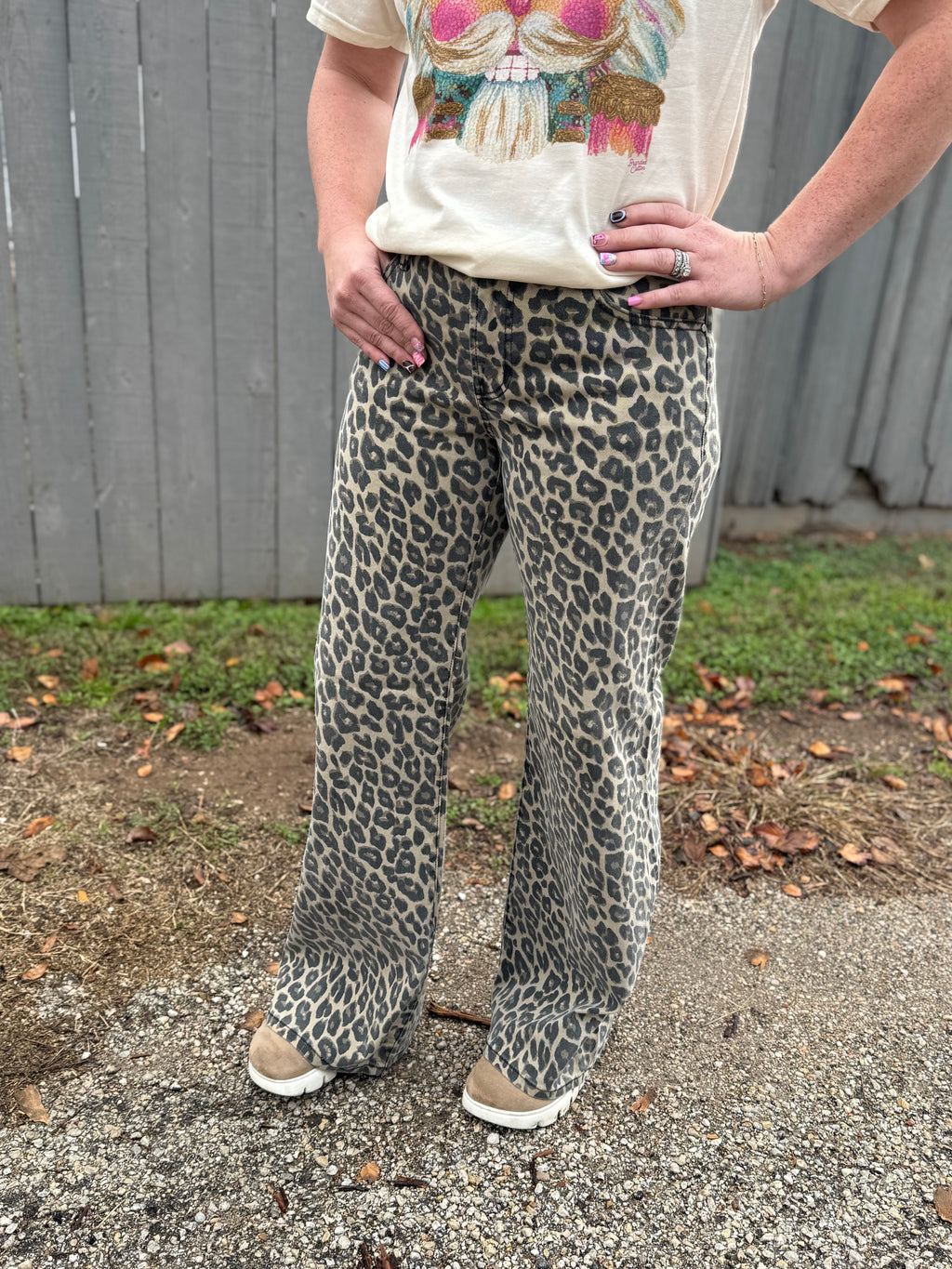 Leopard Wide Leg Jeans