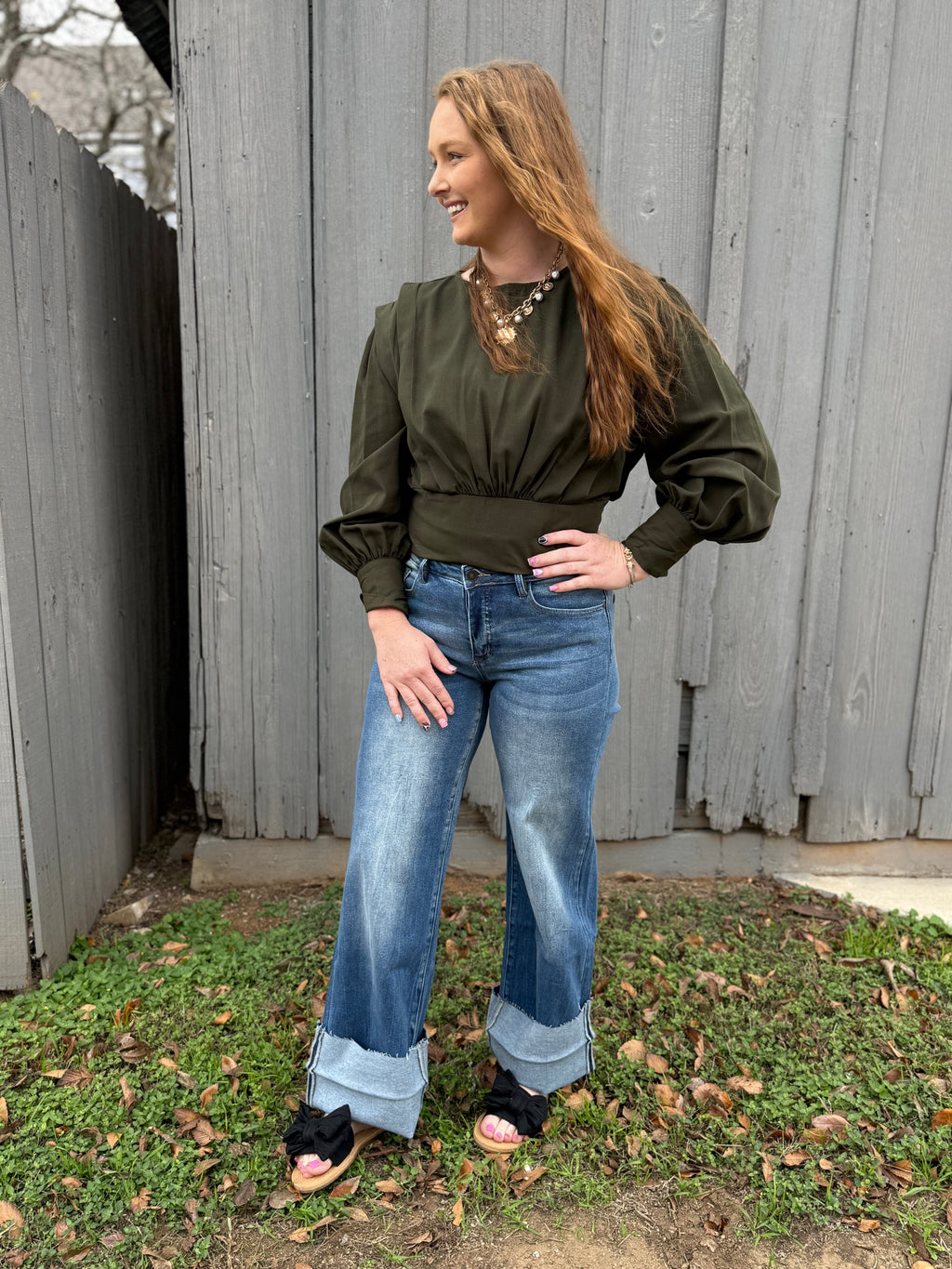 Olive Green Fitted Blouse
