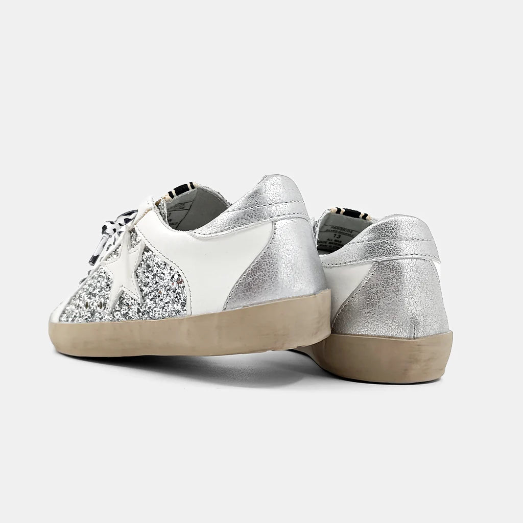 Kids Paris Silver Sparkle Sneakers