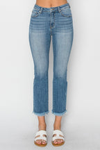 FRAYED HEM LIGHT WASH JEANS