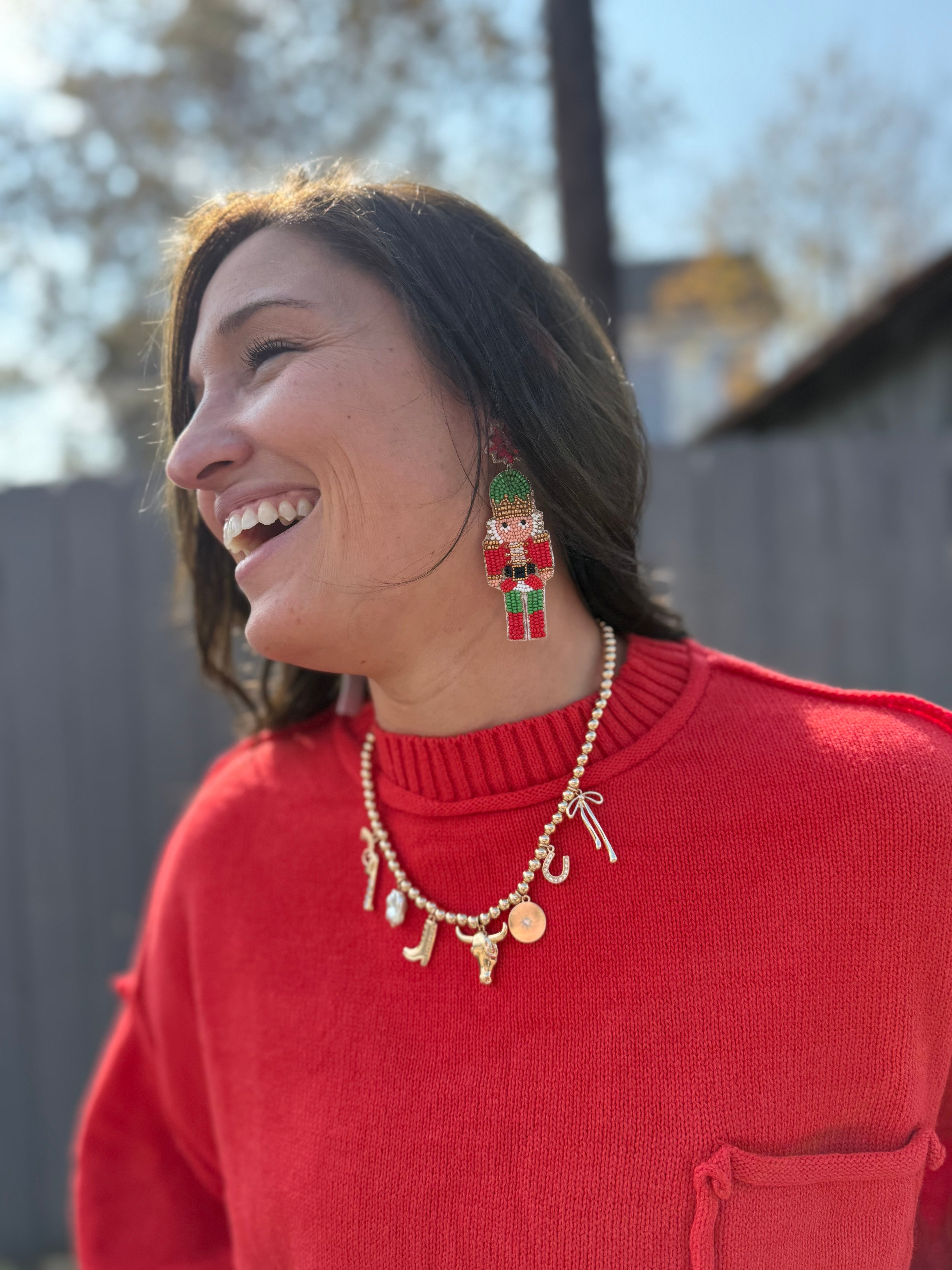 Merry Red Pocket Sweater