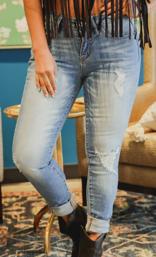 Light Wash Distressed Skinny Jeans