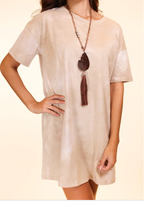 BEIGE TIE DYE T-SHIRT DRESS