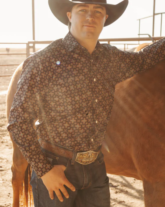 Men Red Cloud Button Up