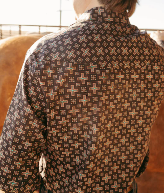 Men Red Cloud Button Up