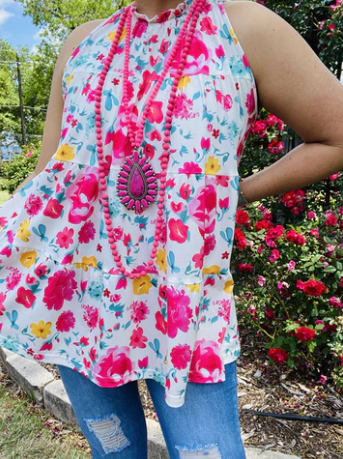 Fuchsia Floral Tank Top