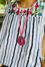 Embroidered Striped Blouse