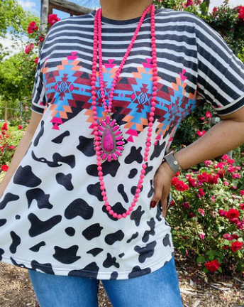 Stiped/Aztec/Cow Print Top