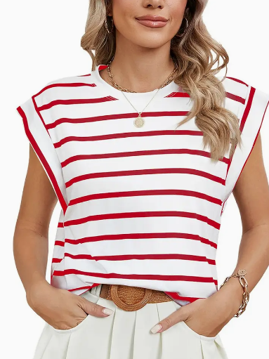 ROUND NECK STRIPE TOP