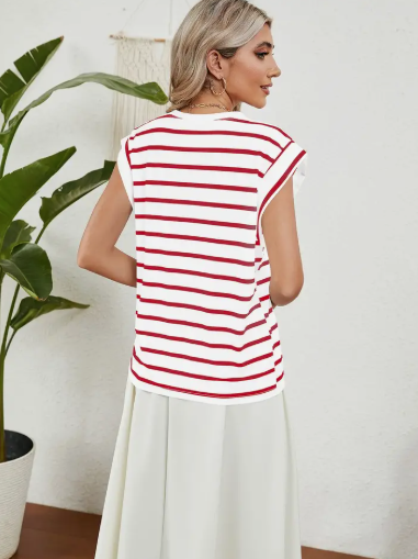 ROUND NECK STRIPE TOP