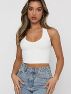 WHITE HALTER TOP