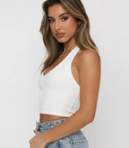 WHITE HALTER TOP