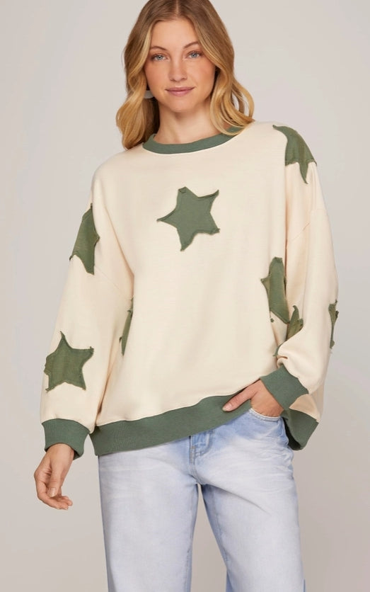 Sweatshirt w/Contrast Stars