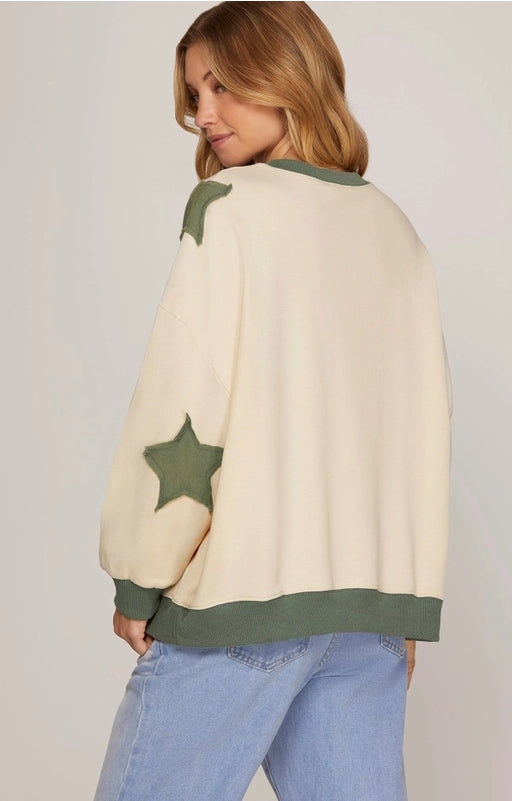 Sweatshirt w/Contrast Stars