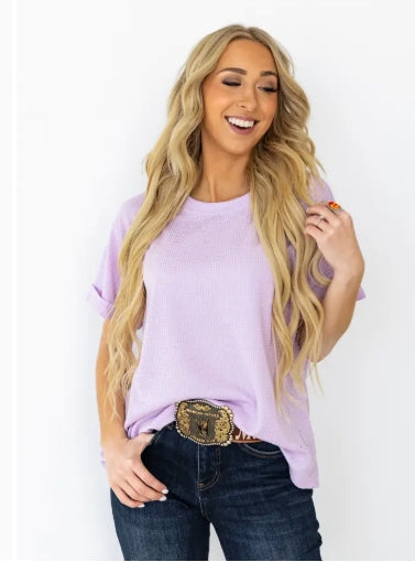 WAFFLE KNIT TOP