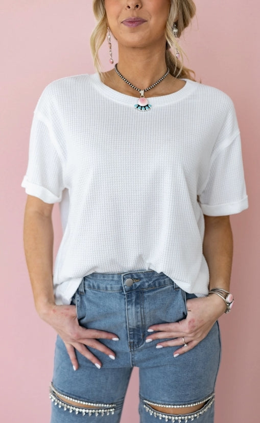 WAFFLE KNIT TOP