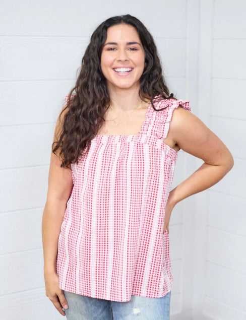 The Sophia Top- Red Gingham