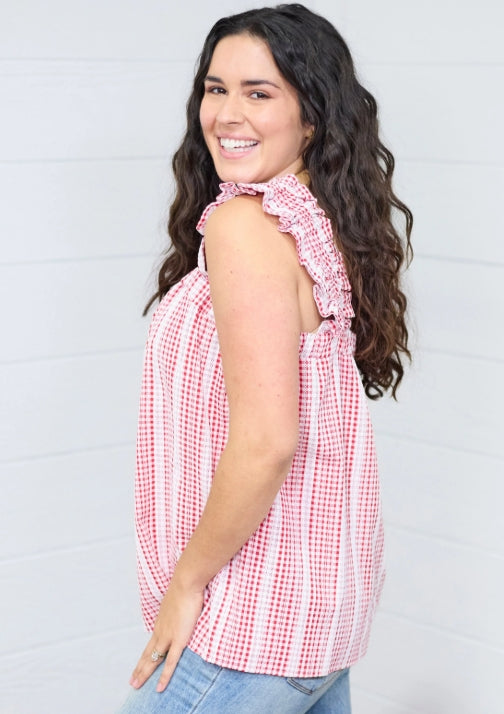 The Sophia Top- Red Gingham
