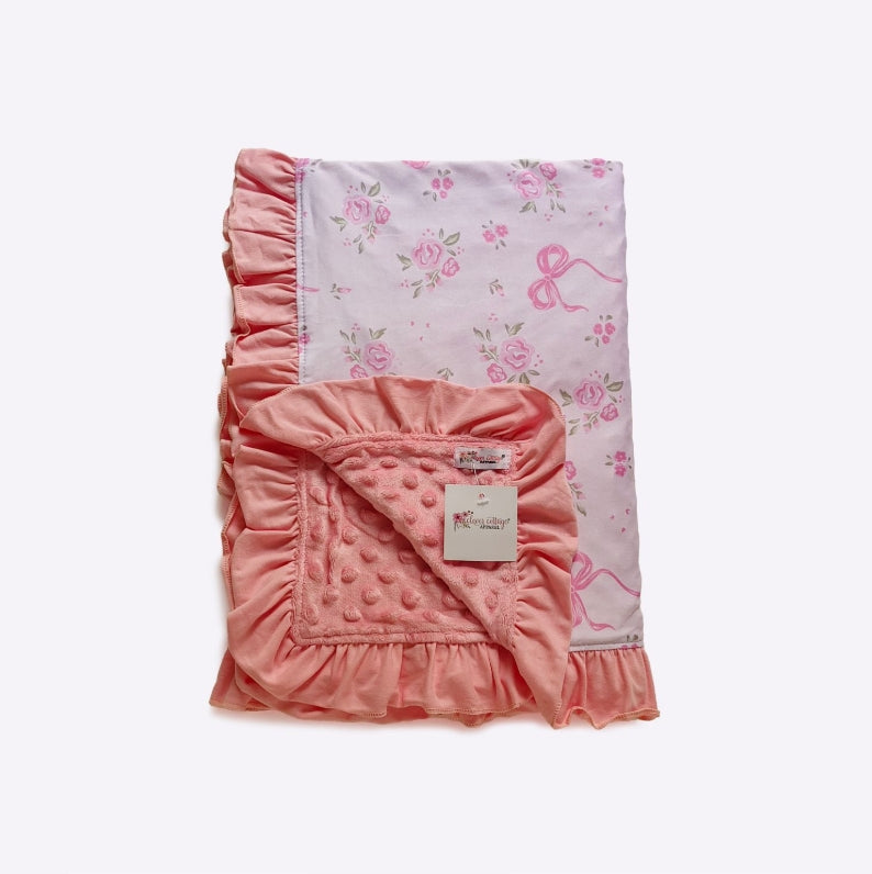 Pink Rosebud Bow Blanket