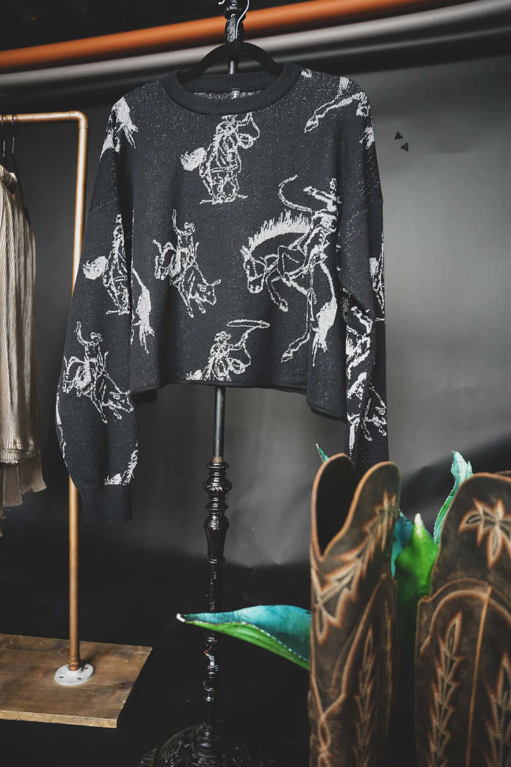 Sparkle Bucks Crop Sweater