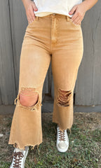 Mustard Vintage Crop Flare Jeans