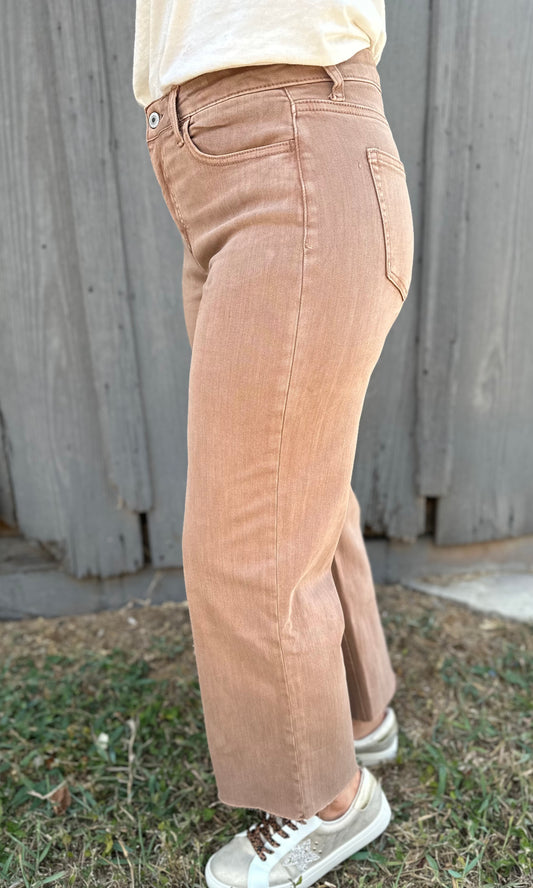 Chocolate High Rise Wide Leg Jeans