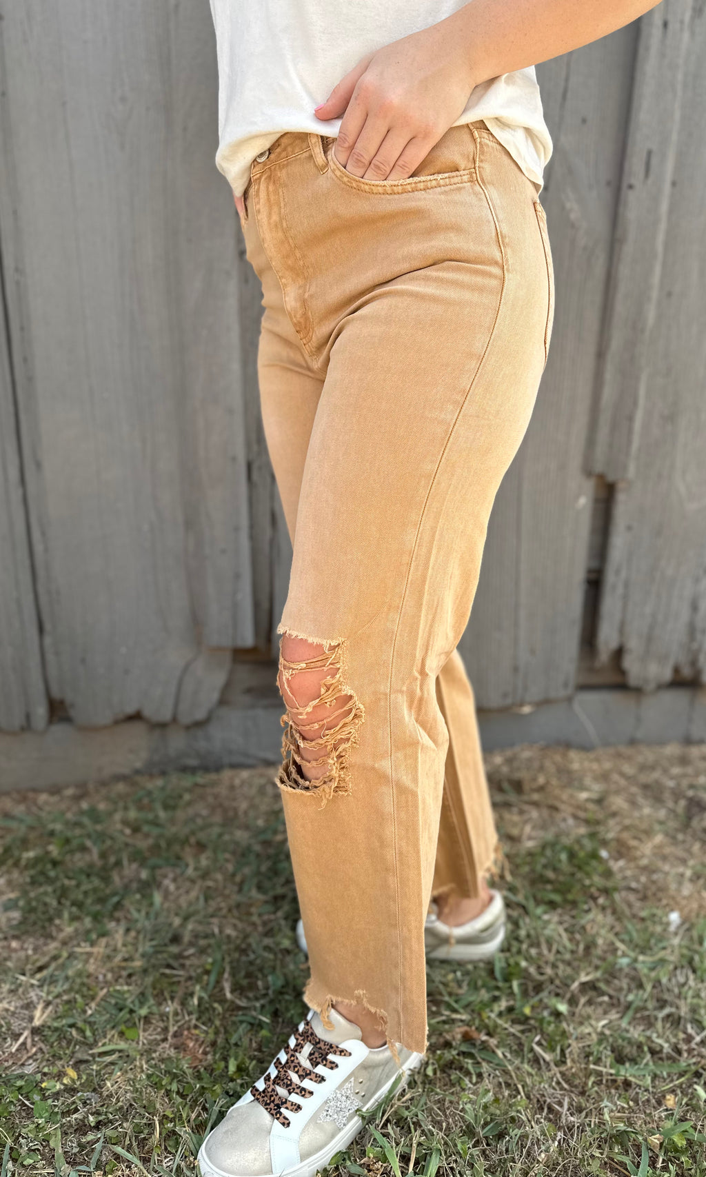 Mustard Vintage Crop Flare Jeans