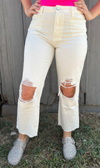 White Crop Distressed Jeans