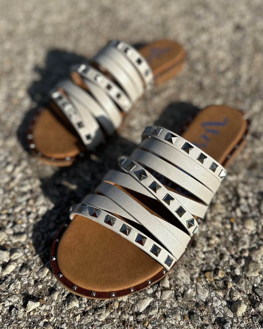 White Studded Sandals