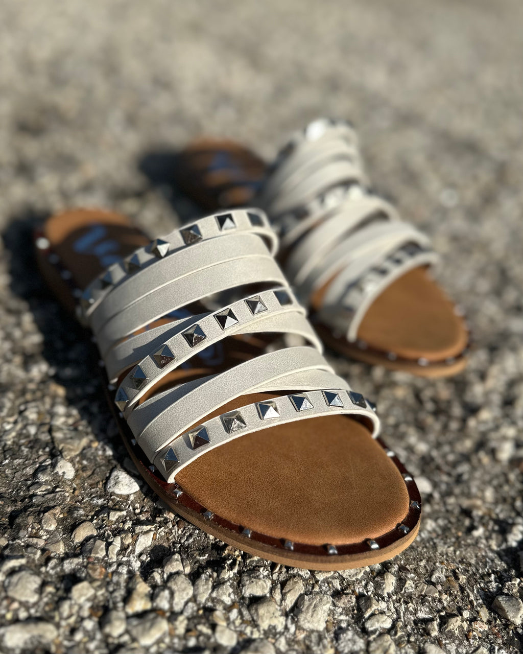 White Studded Sandals