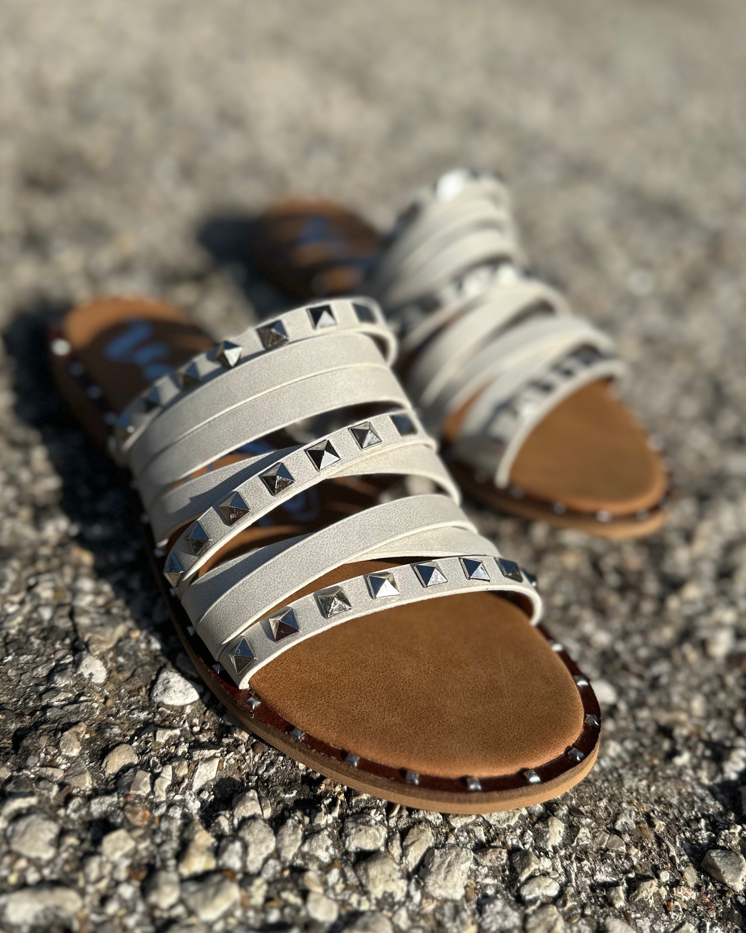 White Studded Sandals