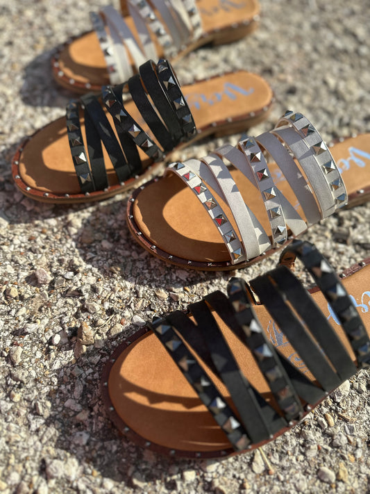 Charcoal Studded Sandals