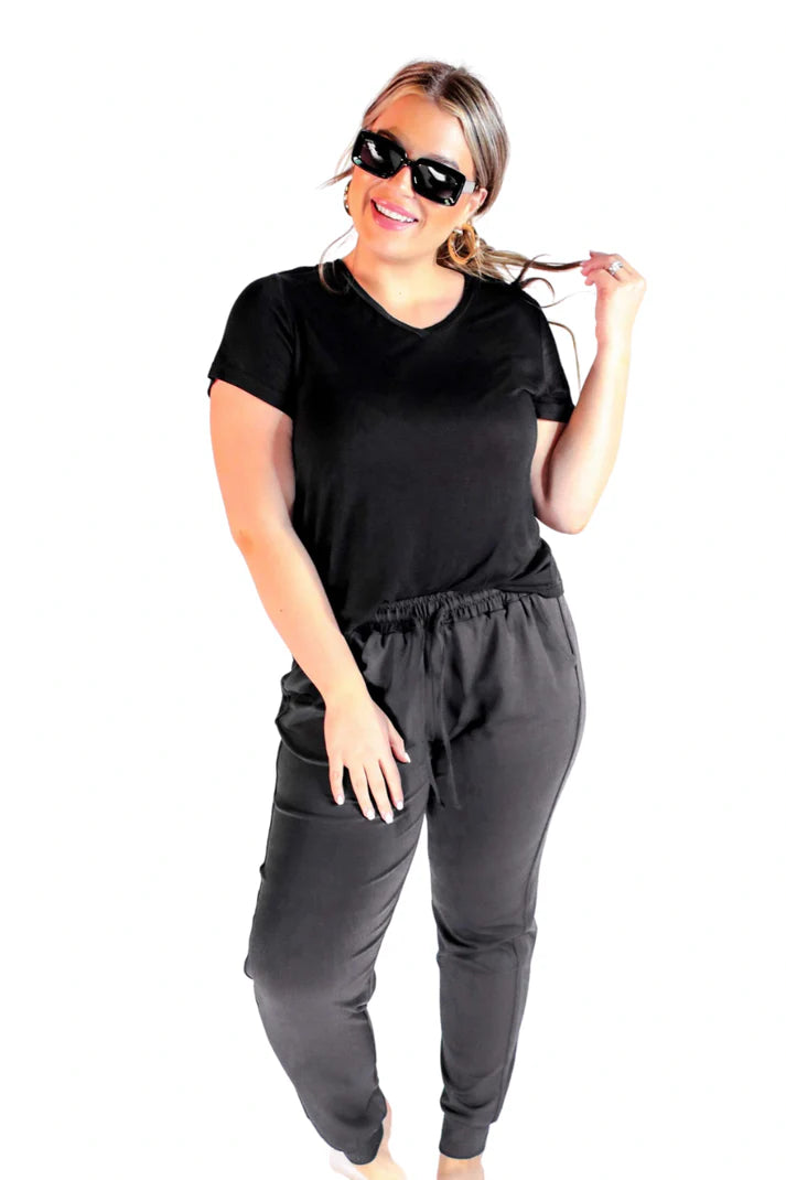 After Dark Black Drawstring Joggers (SMALL & LARGE) *FINAL SALE*