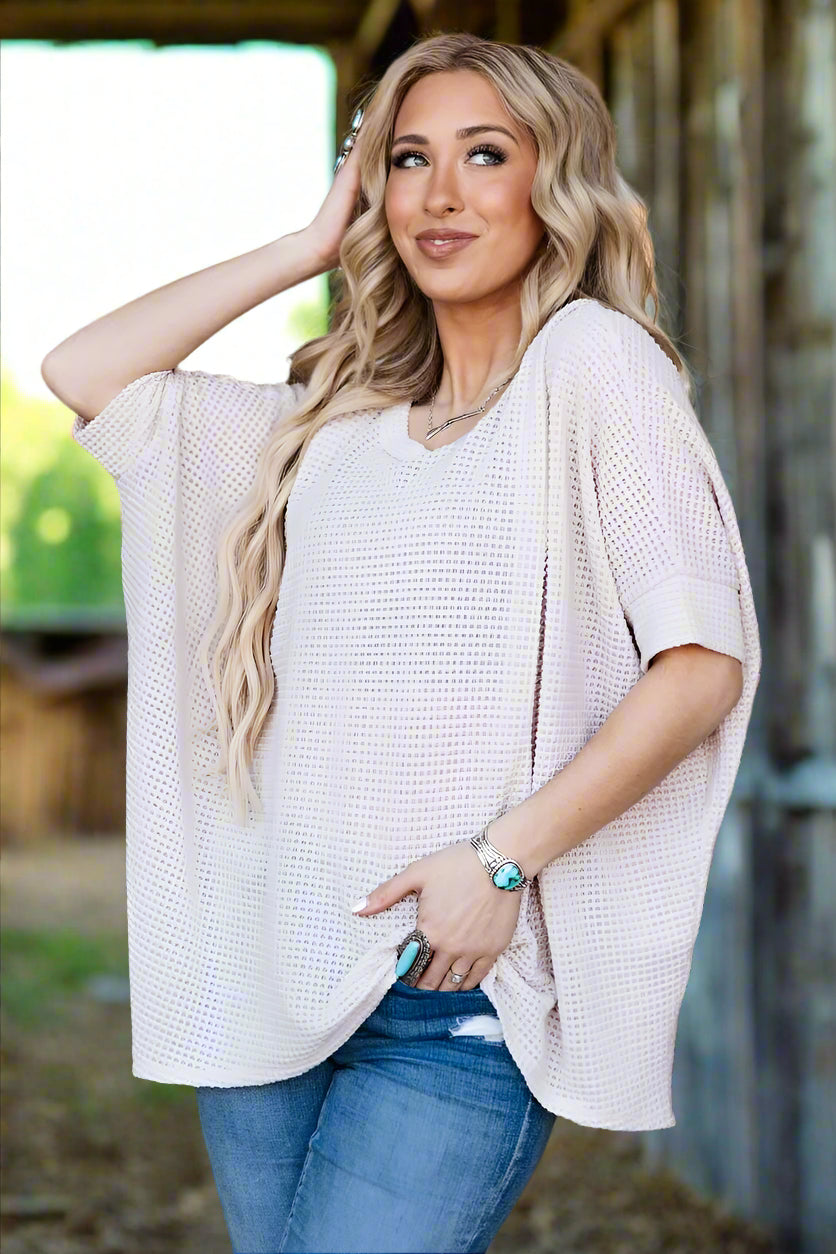 Oatmeal Waffle Oversized Top